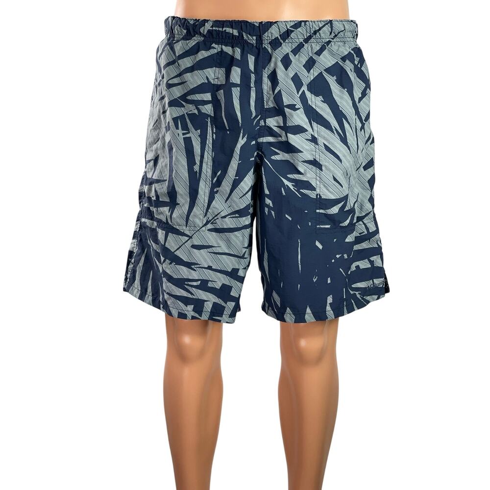 Columbia Men's Blue Leaf Tropical Hawaiian Mid Rise Board Swim Shorts Size M